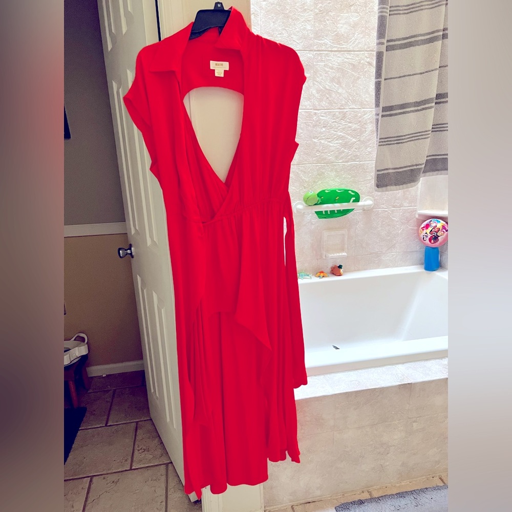 Orange-pink dress from Anthropologie!